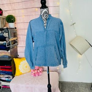 Mirage Cotton Gauze Ezze Wear Vintage Women’s Quarter Zip Chambray Pullover Top
